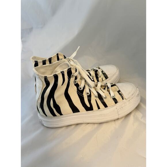 Converse All Star Chuck Taylor Women’s 6.5 shoes Black /Tan zebra sneakers - Picture 2 of 6